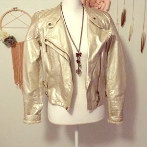 Gold Metallic Leather Jacket 😍